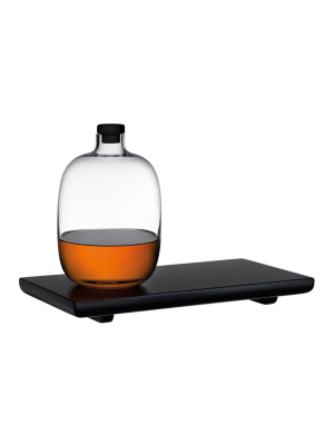 Nude Glass Malt Whiskey Bottle With Wooden Tray Autumn