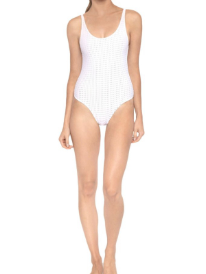 Kaila Mesh Scoop Back One Piece Swimsuit - Reef White