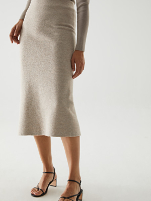 Merino Wool Seamless Midi Skirt