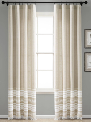 Set Of 2 Nantucket Yarn Dyed Cotton Tassel Fringe Window Curtain Panels - Lush Décor