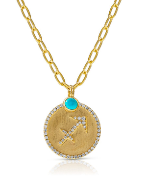 14kt Yellow Gold Turquoise Bezel Charm