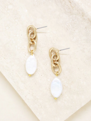 Freshwater Pearl Drop & 18k Gold Plated Chain Earrings