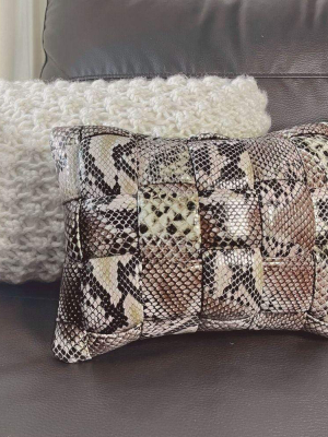 Koff Mini Woven Leather Pillow - Python