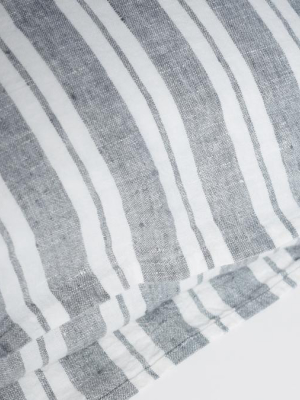 Linen Standard Pillowcase, Large Grey Stripes