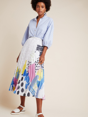 Geometric Pleated Midi Skirt