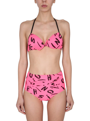 Moschino Lettering Logo Print Bikini Bottom