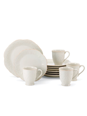 French Perle 12-piece Plate & Mug Dinnerware Set