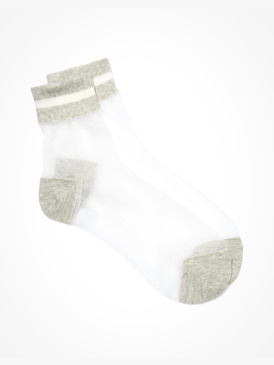 Memoi Sheer Striped Ankle Sock