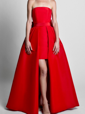 Silk Faille Bow Back Mini Dress With Convertible Skirt