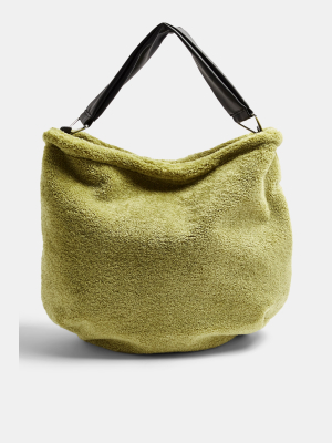 Olive Faux Fur Hobo Bag