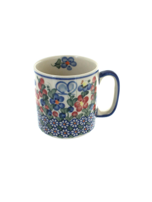 Blue Rose Polish Pottery Garden Butterfly Coffee Mug