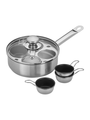 Demeyere Resto 4-cup Stainless Steel Egg Poacher Set