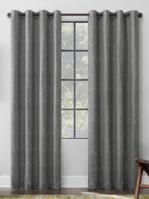 Elkay Woven Geometric Pattern Total Blackout Grommet Curtain Panel - Scott Living