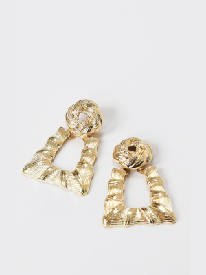 Gold Bamboo Door Knocker Earrings