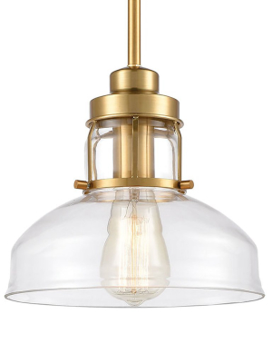 Manhattan Boutique 1-light Mini Pendant In Brushed Brass With Clear Glass