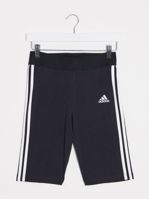 Adidas Training 3-stripes Legging Shorts In Black