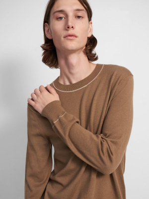Tipped Crewneck Sweater In Cotton-wool
