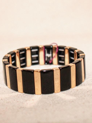 Wide Black/gold Bracelet