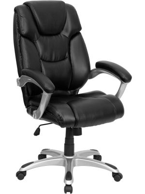 Executive Swivel Office Chair Black Leather - Flash Furniture