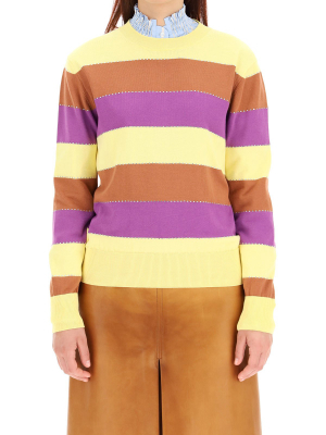 Msgm Striped Embellished Jumper