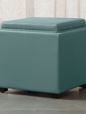 Stow Ocean 17" Leather Storage Ottoman