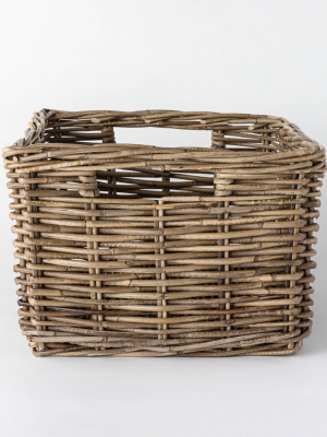 Decorative Rectangle Kooboo Rattan Basket 18" X 12.2" Gray - Threshold™ Designed With Studio Mcgee
