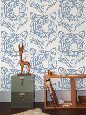 Star Tiger Wallpaper In Denim Design By Aimee Wilder