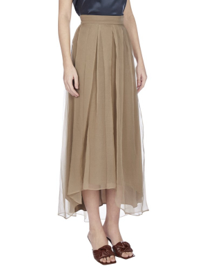 Brunello Cucinelli Asymmetric Pleated Skirt