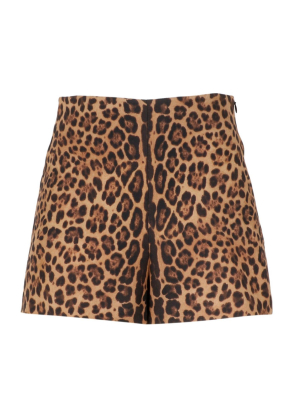 Valentino Leopard Printed High-waisted Shorts