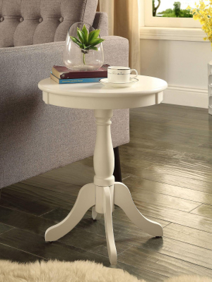 Alger 18" Wide White Round Pedestal Wood Side Table
