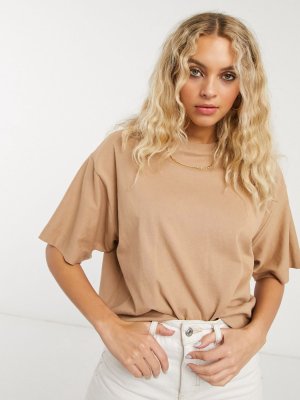 Topshop Boxy T-shirt In Mocha