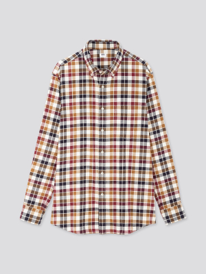 Men Flannel Checked Long-sleeve Shirt