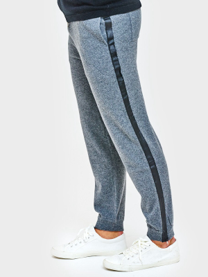 Cashmere Jogger With Leather Stripe In Grey