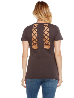 Baby Rib S/s Strappy Double Vent Back Tee