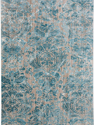 Feizy Keats Scroll Print Textured Rug - Available In 8 Sizes - Capri Ocean Blue