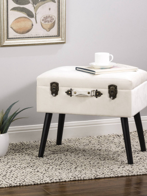 Velvet Upholstered Storage Stool With Black Legs - Glitzhome