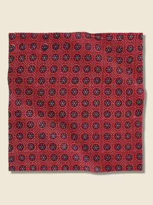 Mosiac Block Print Bandana - Red/navy