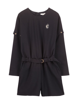 Chloé Kids Long Sleeve Belted Playsuit