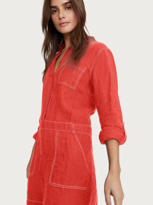 Michael Stars Pilar Linen Shirt Dress - Autumn