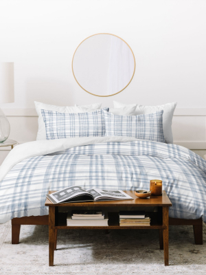 Little Arrow Design Co Winter Watercolor Plaid Duvet Cover Set Blue - Deny Designs