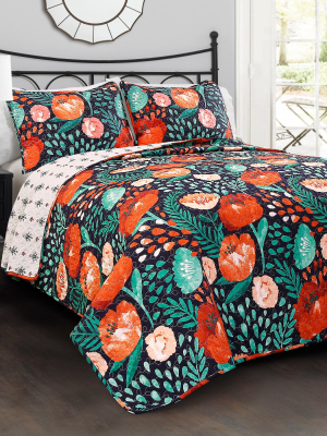 Poppy Garden Quilt Set - Lush Décor