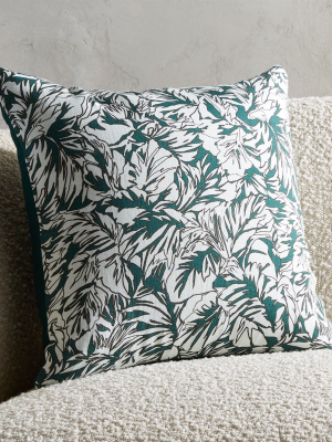 18" Palm Linen Evergreen Pillow