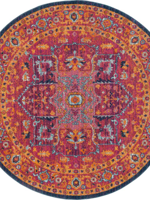 Evoke Fuchsia/orange Round Rug