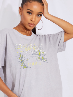 Grey Colorado Logo Oversized Washed T Shirt