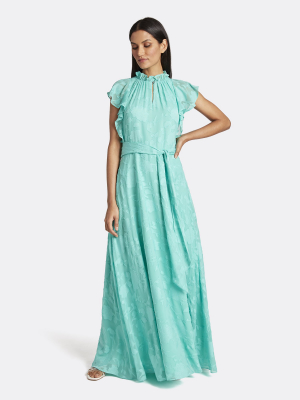 Clip Chiffon Ruffled Gown