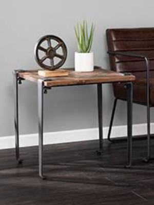 Talvia Square Reclaimed Wood End Table Brown - Aiden Lane