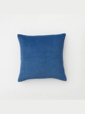 Organic Cotton Corduroy Cushion In Blue - Square