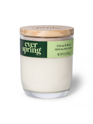 Citrus & Basil 100% Soy Wax Candle - Everspring™