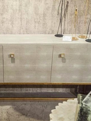 Dallon 3 Door Buffet In Sand Faux Shagreen And Gold Or Silver