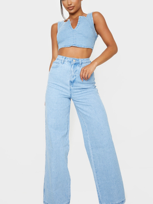 Acid Blue Wash Wide Leg Jeans